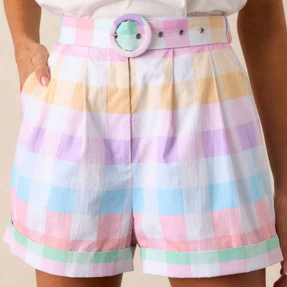 Red Dress Alston Easter Soiree Plaid Cotton Cuffed Shorts Size SS / Pink main image 3